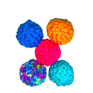HAND CRAFTED Colorful Yarn Crochet Potent Organic Catnip Lot of 10 Cat Toy Balls